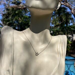 Dainty Vintage Silver Star Necklace 925 Silver